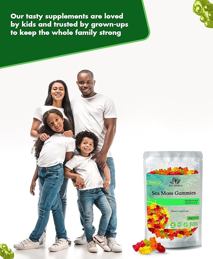 Sea Moss Gummies - Irish sea Moss raw Organic, Bladderwrack, Burdock Root. Contains Sea Moss Gel and Powder. Superfoods for Vegan, Keto and Dr Sebi Diet. Immune Boosting (3, Original)-StrideForce Fitness