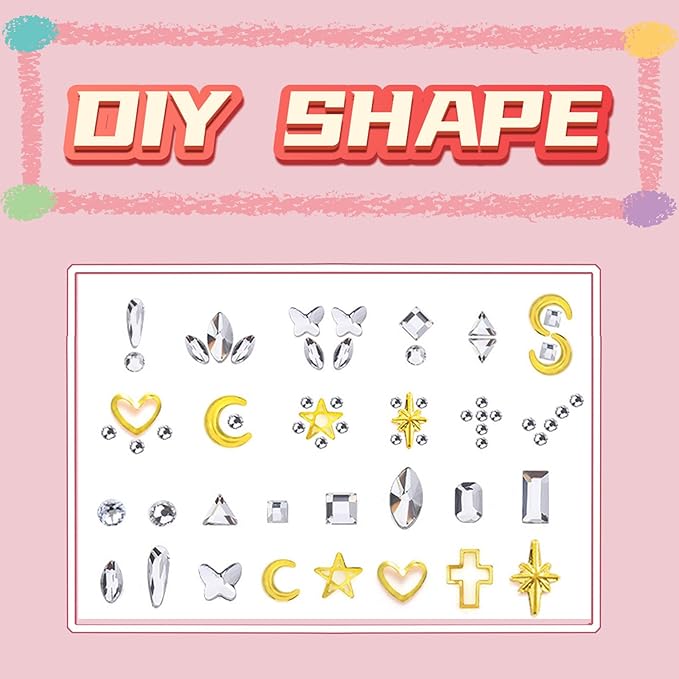 Generic Tooth Gems Fashionable DIY Teeth Jewelry with Shiny Crystals, Tooth Gems Decoration Starter Kit, gold and silver