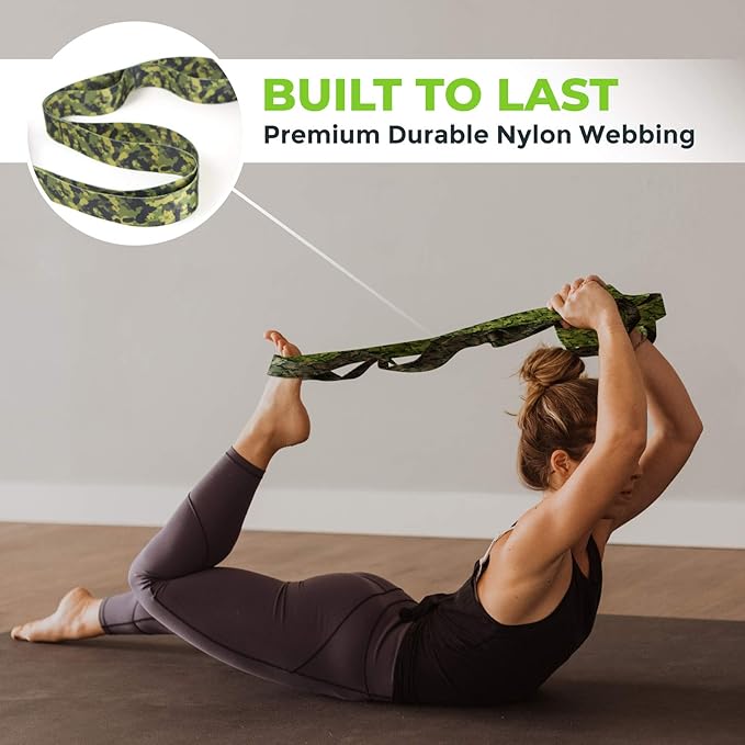 Gradient Fitness Stretching Strap for Physical Therapy, 12 Multi-Loop Stretch Strap 1.5" W x 8' L, Neoprene Handles, Physical Therapy Equipment, Yoga Straps for Stretching, Leg Stretcher.-StrideForce Fitness