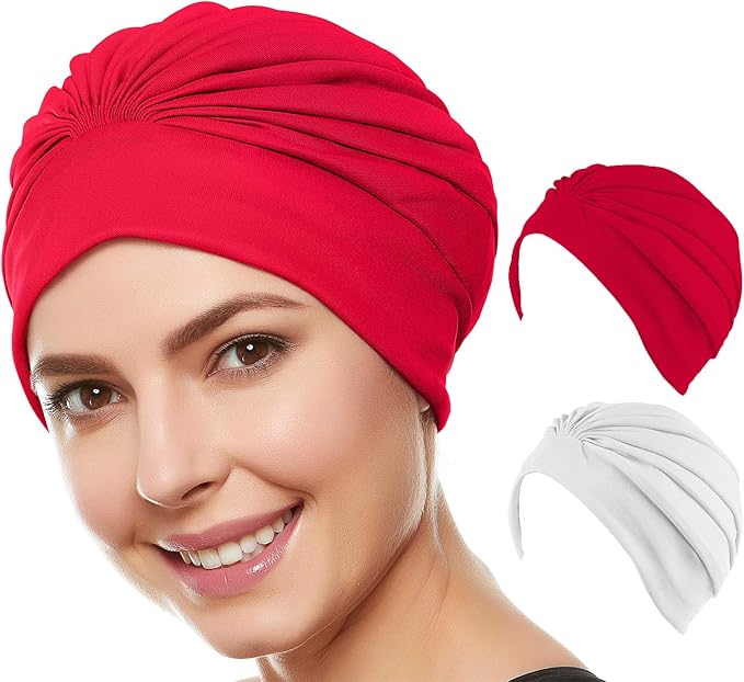 BEEMO Swim Caps for Women Swimming Turban Polyester Latex Lined Pleated for Ladies-StrideForce Fitness