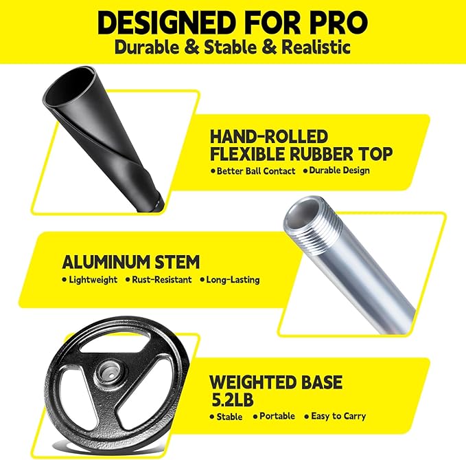 Portable Batting Tee for Baseball/Softball - Adjustable Height 24" to 46", 25" to 37", Baseball Practice Training Hand-Rolled Flexible Rubber Top & Heavy Duty Base for T-Ball, Youth & Adults-StrideForce Fitness