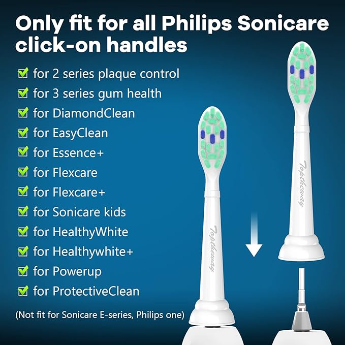 Toptheway Toothbrush Replacement Heads Compatible with Philips Sonicare ProtectiveClean DiamondClean C2 C1 G2 W 4100 5100 5300 Plaque Control, 6 Pack