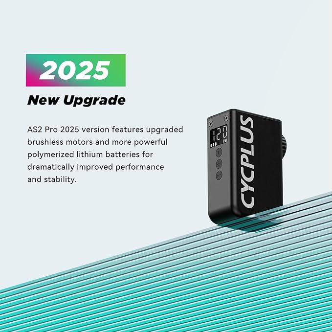 CYCPLUS AS2 PRO Tiny Bicycle Pump with Gauge, Max 120 PSI Electric Mini Pump, Auto Stop, with Presta and Schrader Valve for E-Bike, MTB, and Road Bike (2025 Updated Version)-StrideForce Fitness