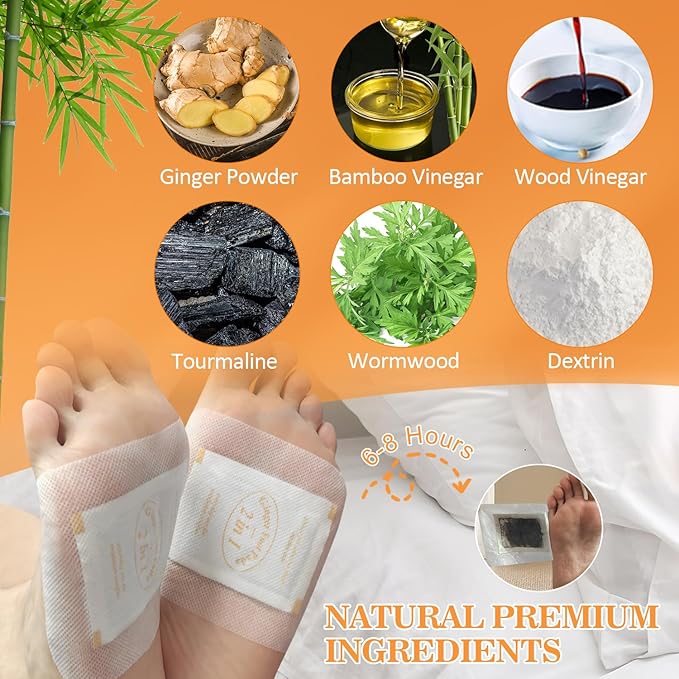 2 in 1 Foot Pads, 120 Pads Tear and Use Pure Ginger Bamboo Wormwood Foot Pads, Bigger Adhesive ''Stay in Place'' Goodnight Pads-StrideForce Fitness