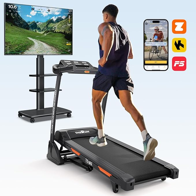 THERUN Incline Treadmill for Running and Walking, 300 lbs Weight Capacity Folding Treadmill with 0-15% Auto Incline, Wide Belt, 3.5HP, App, Heart Rate-StrideForce Fitness