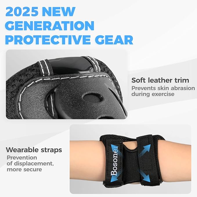 BOSONER Kids/Youth Knee Pad Elbow Pads Guards Protective Gear Set for Roller Skates Cycling BMX Bike Skateboard Inline Skatings Scooter Riding Sports-StrideForce Fitness