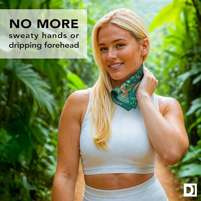 Pocket-Sized Sweat Towels - The Original Sweat Absorbing Handkerchiefs - Quick-Dry Microfiber Sweat Rags for Face, Hands, & Body - Men & Women - Gym, Sports, and Work (Jungle Cat: 5 Pack)-StrideForce Fitness