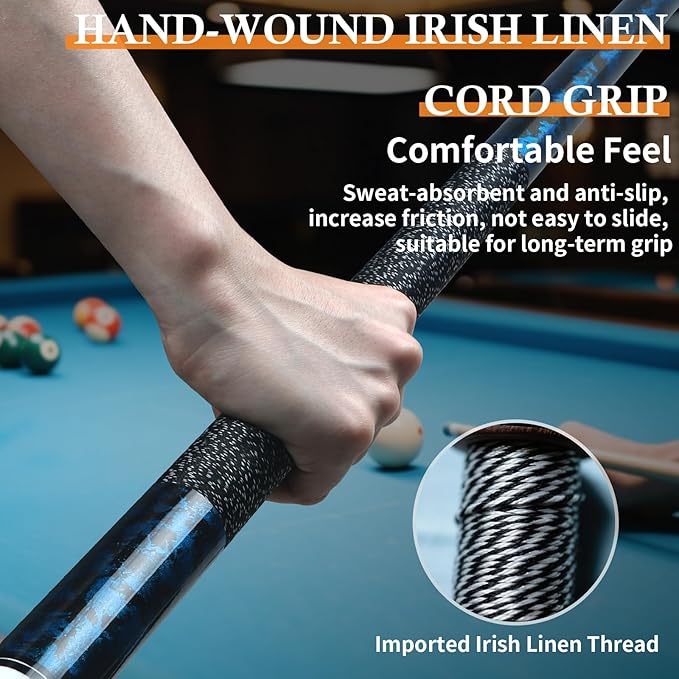 Kmise Pool Cue Stick Set, Canadian Maple 58 Inch 18 19 20 21oz 13mm Tips, New Upgraded Irish Linen Wire Grip Billiard Table Cues Sticks, 4 Colors Optional, W/Chalk, Gloves for Bar Professional Adults-StrideForce Fitness
