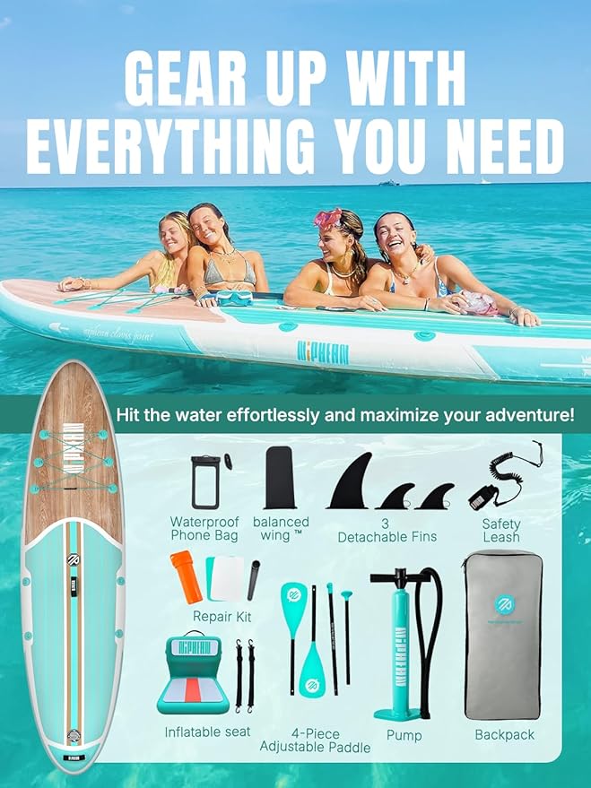 Niphean Inflatable Stand Up Paddle Board with SUP Accessories, Anti-Slip EVA Deck, 10’6’’ Inflatable Paddle Boards for Adults & Youth of All Skill Levels-StrideForce Fitness