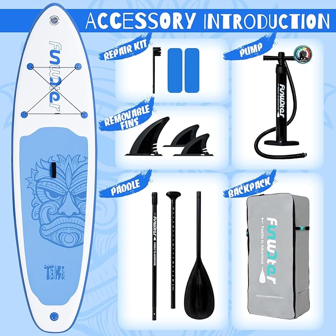 FunWater Inflatable Ultra-Light Stand Up Paddle Board for All Skill Levels with Premium SUP Paddleboard Accessories,Non-Slip Comfort Deck for Youth & Adults-StrideForce Fitness