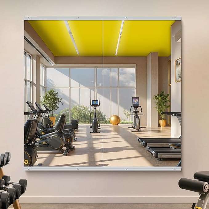 Home Gym Mirror - 55x28 Inch, 2PCS Frameless Tempered Glass Full Body Mirror for Wall Mount - Ideal for Yoga, Workout, Bedroom, Dance Studio (Silver)-StrideForce Fitness