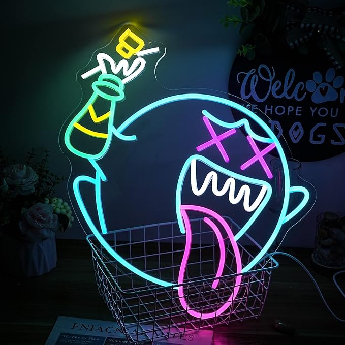 Ghost Neon Sign for Wall Decor Ghost Face Neon Light Gaming Led Neon Signs Colorful LED Neon Lights for Gaming Zone Man Cave Bedroom Decoration-StrideForce Fitness