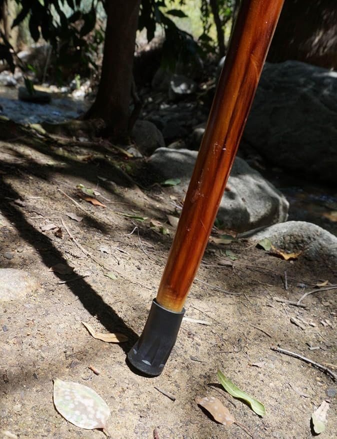 SE 60-Inch Natural Wood Walking Stick with Root Head & Steel Tip - Hand-Carved Floral Design, Huangtang Wood, Grooved Grip - WS631-60RH-StrideForce Fitness