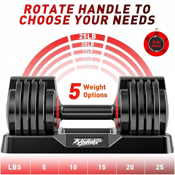 25/55lbs Adjustable Dumbbells Set, Dumbbells with Anti-Slip Metal Handle for Exercise & Fitness Fast Adjust Weight for Full Body Workout Fitness-StrideForce Fitness