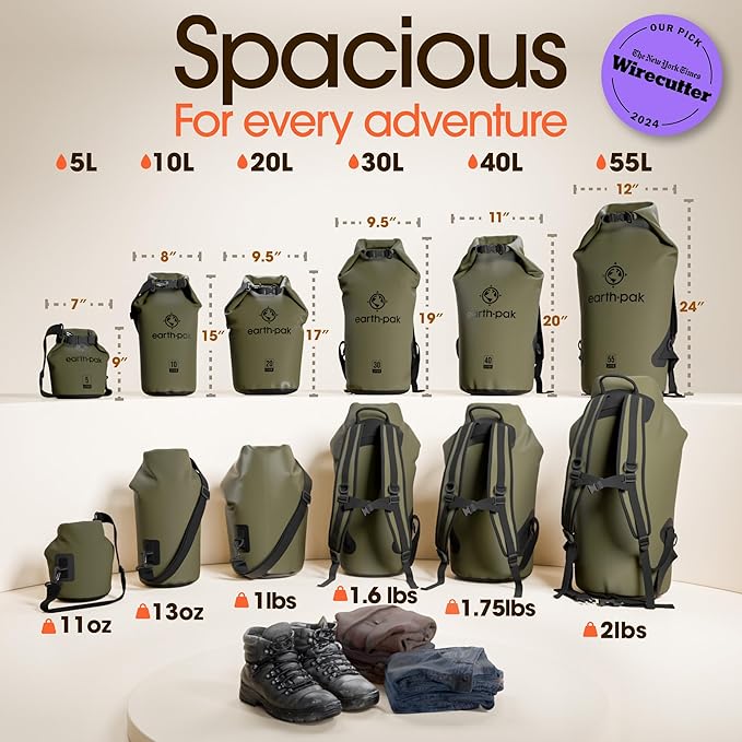 Earth Pak Waterproof Dry Bag - Roll Top Waterproof Backpack Sack Keeps Gear Dry for Kayak with Waterproof Phone Case-StrideForce Fitness