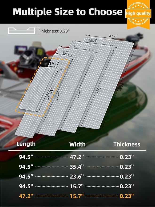 FOCEAN Boat Flooring EVA Foam Boat Decking Faux Teak Marine Flooring Boat Mat Boat Carpet Sheet for Motorboat RV Yacht Kayak Surfboard, 94.5"x 47.2"/35.4"/23.6"/15.7"-StrideForce Fitness