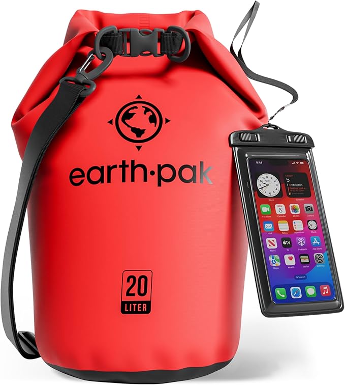 Earth Pak Waterproof Dry Bag - Roll Top Waterproof Backpack Sack Keeps Gear Dry for Kayak with Waterproof Phone Case-StrideForce Fitness