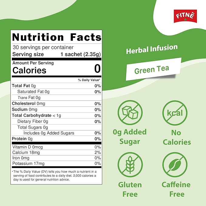 FITNE Green Tea Herbal Honey Lemon With Garcinia Senna Infusion Gentle Detox Cleanse High Antioxidant No Calories Stevia Sweetener, 30 Tea Bags-StrideForce Fitness