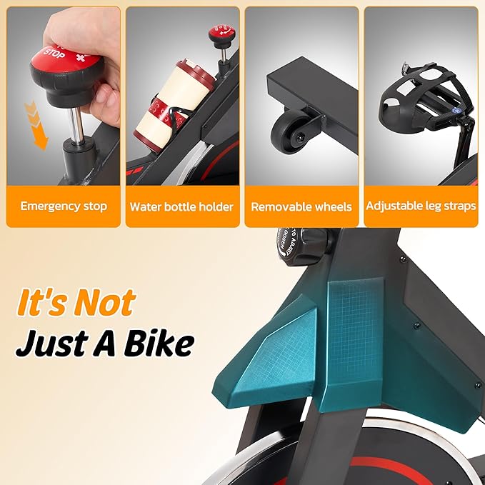 Exercise Bike Stationary Bikes for Home Cycling Bike Indoor Bike with Comfortable Seat Cushion LCD Monitor Silent Belt Drive 300 lbs Weight Capacity Heavy Flywheel-StrideForce Fitness