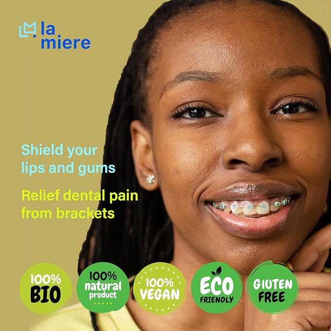 LA MIERE 2 Boxes Pre-Cut Food Grade Dental Wax Orthodontic Wax Braces Wax Shield Lips & Gums Dental Teeth Braces Wearer Mint & Strawberry