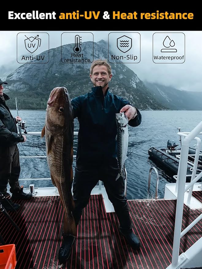 FOCEAN Boat Flooring EVA Foam Boat Decking Faux Teak Marine Flooring Boat Mat Boat Carpet Sheet for Motorboat RV Yacht Kayak Surfboard, 94.5"x 47.2"/35.4"/23.6"/15.7"-StrideForce Fitness