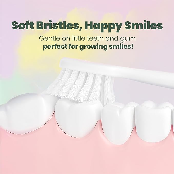 Well Before Dinosaur Kids Toothbrush, 0.12mm Soft Filament Toddler Toothbrush for Kids 6-12 Make Brushing Fun and Protect Kids Delicate Teeth (Pack of 3)