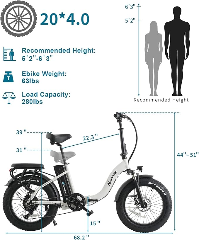 Fat Tire Folding Electric Bike, 48V & 624Wh Lithium Removable Battery, Peak 1100W Brushless Motor, Max Speed 28Mph, M5 Large LCD Display, Suspension, Step-Over/Thru Frame-StrideForce Fitness