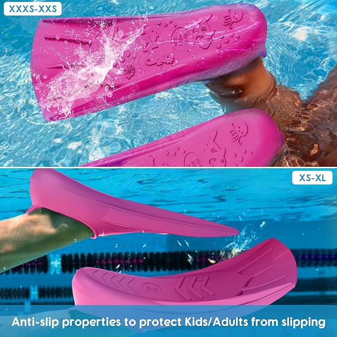 Gintenco Swim Fins, Kids Swim Training Fins for Lap Swimming, Travel Size Flippers with Mesh Bag, Silicone Swimming Fins for Kids Teens Adults Women Men-StrideForce Fitness