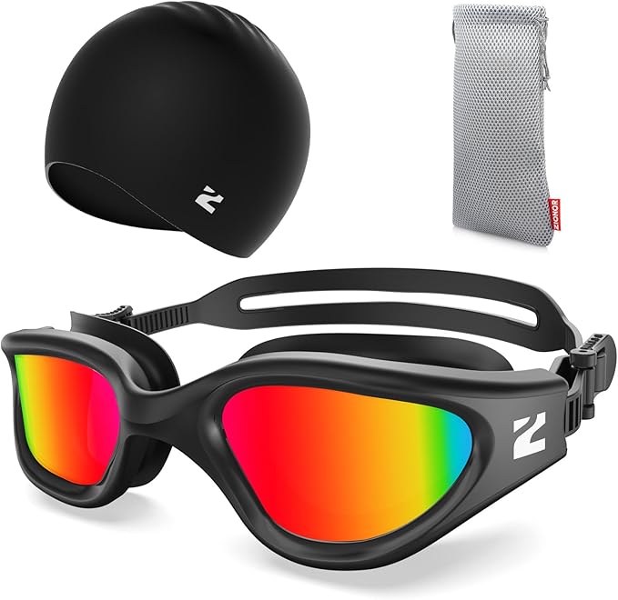 ZIONOR G1 Lite Swim Goggles with Swim Cap Comfortable Anti-fog Swimming Goggles Cap Set for Adult Men Women-StrideForce Fitness