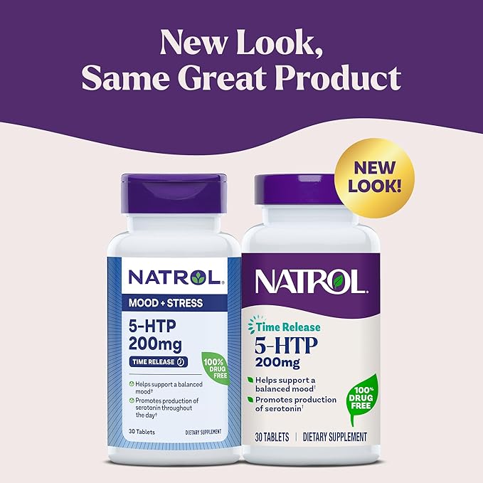 Natrol 5-HTP 200 mg, Time Release, Support a Balanced Mood, Dietary Supplement Provides Serotonin Production Throughout the Day, 30 Tablets, Up to a 30 Day Supply-StrideForce Fitness