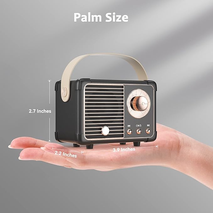 Retro Bluetooth Speaker, Vintage Decor, Small Portable Wireless Speaker,Hands-Free Call,400mA Battery,TF Card,Aux Line, for iOS Android Smartphone Home Office Gift Ideas Black-StrideForce Fitness