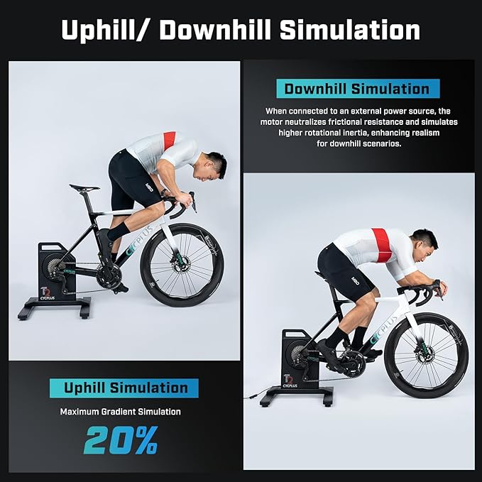 CYCPLUS T2H Smart Bike Trainer - 2200W Brushless Motor, 20% Gradient Simulator, BLE/ANT+ Dual Mode, Virtual Shifting Ready, Triple Silent Design with Dual Cooling Fans-StrideForce Fitness
