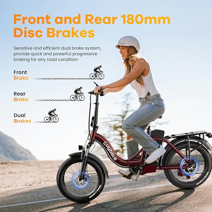 Folding Electric Bike for Adults with Peak 1000W Motor, 48V 20AH Battery up to 30MPH 80 Miles, 20" Fat Tire All Terrain Ebike, Front Suspension 7-Speed Commuter E Bike, Step-Thru, UL Certified-StrideForce Fitness