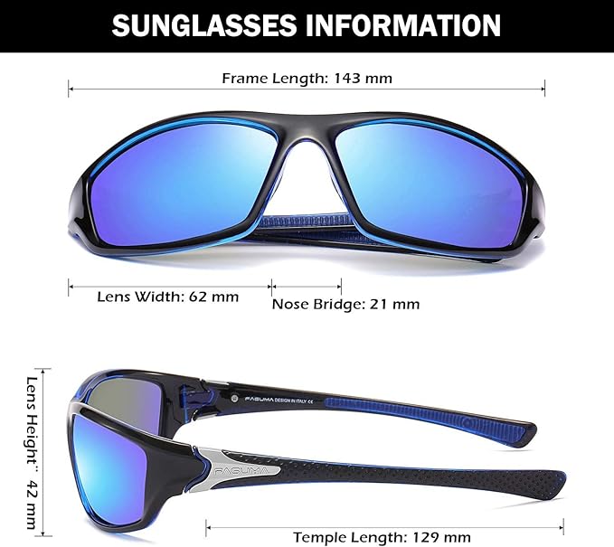 FAGUMA Sports Polarized Sunglasses For Men Cycling Driving Fishing UV400 Protection-StrideForce Fitness