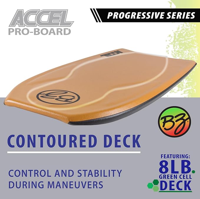 BZ Bodyboards - Accel Pro Board - Crescent Tail, Slick Bulbs, Contoured Deck Cutting Edge, High Performance - Advanced Riders-StrideForce Fitness