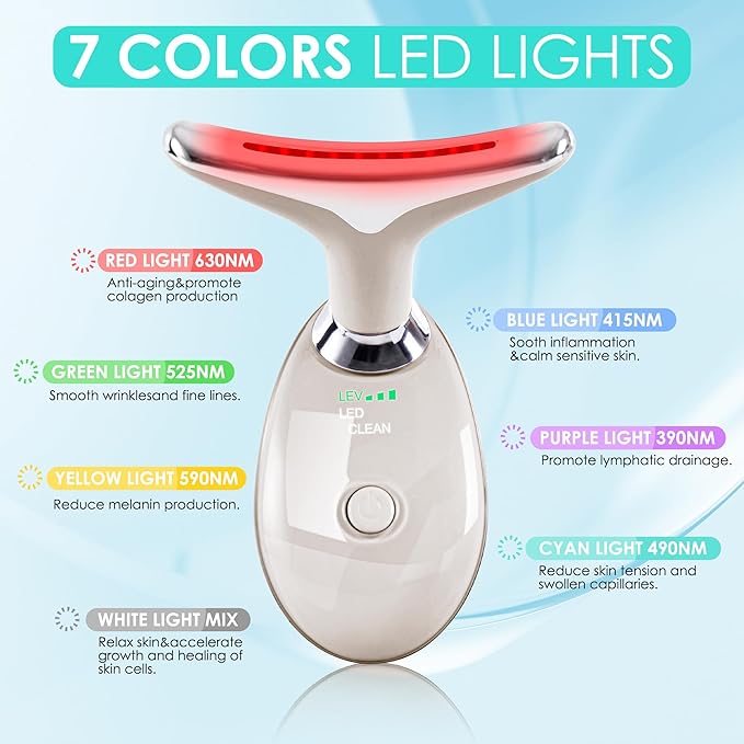 Facial Massager Red-Light-Therapy-for-Face and Neck, Face 𝖲 culpting Wand with 7 Color (Champagne)-StrideForce Fitness