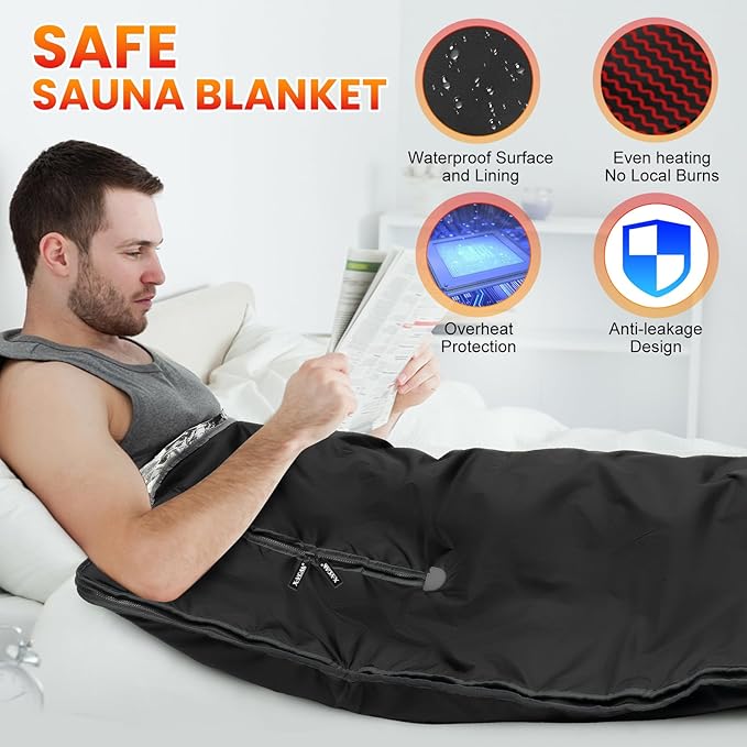 Sauna Blanket, Sauna, Portable Sauna for Home, 86-158℉, 20-60 Minutes Timer, 6 ft x 2.62 ft-StrideForce Fitness