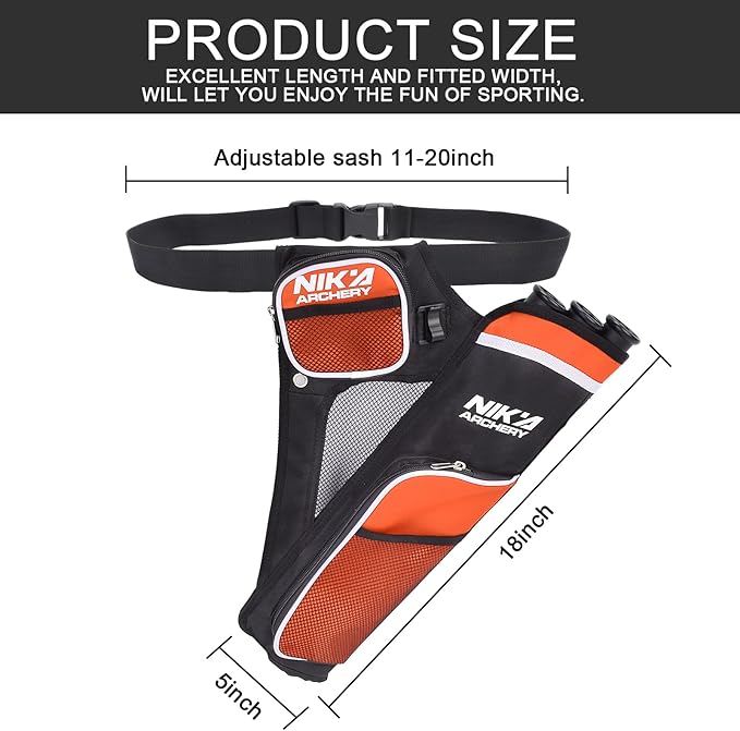 Archery Arrow Quiver Holder, 3-Tubes Hip Quiver Arrow Bag with Adjustable Belt for Youth & Adults Arrows Hunting Target Practicing-StrideForce Fitness