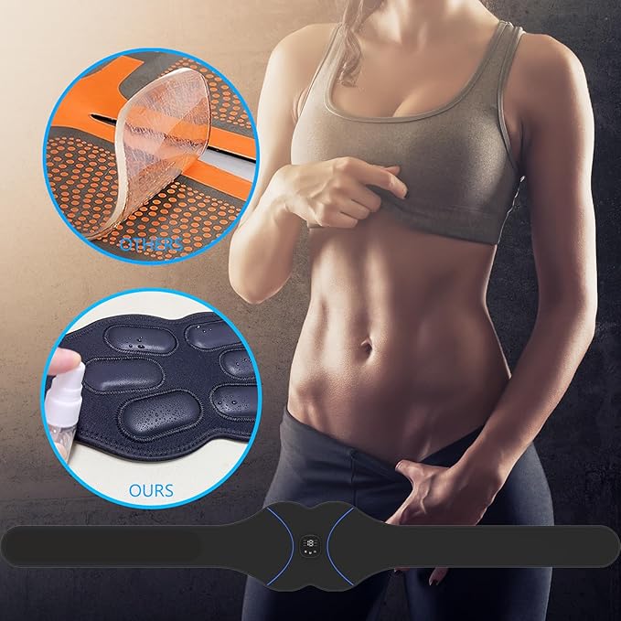 FDA Cleared, ABS Stimulator - EMS Muscle Stimulator, Portable Muscle Training for Abdomen, Abdominal Toning Belt, Fitness Ab Workout Equipment for Women and Men, Black Blue-StrideForce Fitness