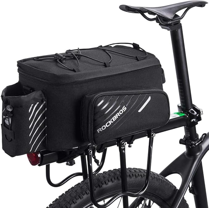 ROCKBROS Bike Rack Bag Bicycle Bag Trunk Rear Rack Bag Bike Panniers Bike Accessories Basket Storage Luggage Saddle Shoulder Bag 13L for E bike, Bicycle With Rain Cover Biking Accessories Gear-StrideForce Fitness