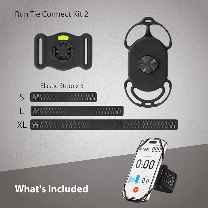BONE Run Tie Connect Kit 2, Running Cell Phone Holder, Detachable & 360° Rotatable Sport Armband, Skin-Friendly Silicone Workout Phone Carrier Compatible with Most Smartphones (Connection Kit)-StrideForce Fitness