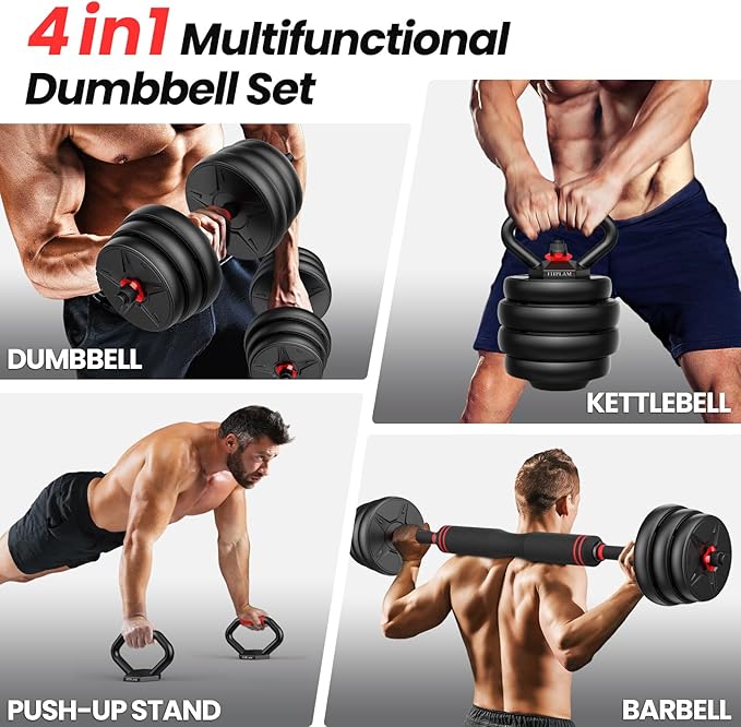 Adjustable dumbbell set,20/35/45/55/70/90lbs Free Weights set with upgraded nut, 4 in 1 Weight Set Used as Kettlebells, Barbell, Push up Stand, Fitness Exercise for Home Gym Suitable Men/Women-StrideForce Fitness