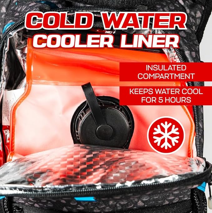 RAVERUNNER® Dino Festival Water Backpack - Dual Chamber Hydration - 3L Insulated Water Backpack for Raves, Festivals, Hiking, Running - Festival Hydration Pack for Hydration Backpack Rave-StrideForce Fitness