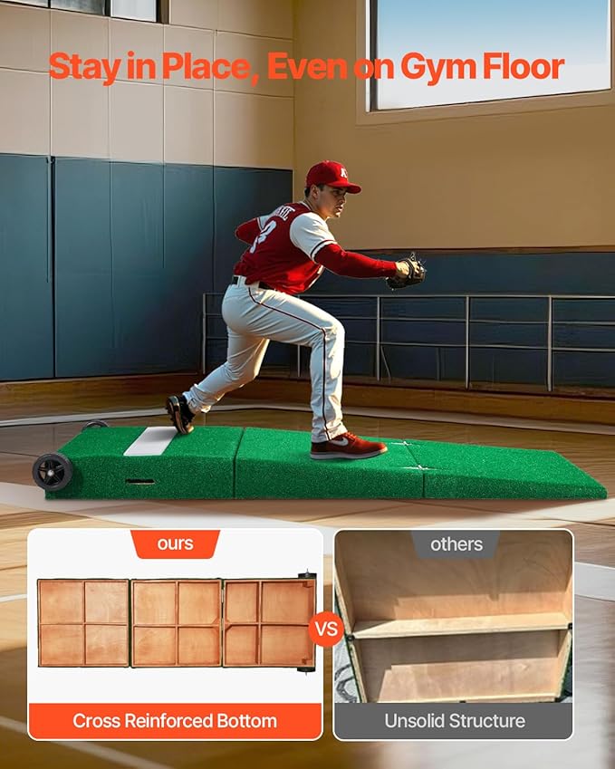 VEVOR Pitching Mound, Baseball Game Mound, Indoor/Outdoor Pitching Practice and Training Equipment, Softball Pitching Aids with Antifade Turf and Pitching Rubber-StrideForce Fitness