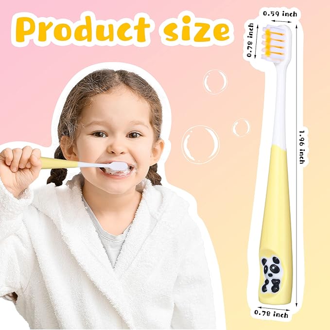 Dingion 24 Pcs Kids Toothbrush Bulk Children Manual Tooth Brush Set Soft Lovely Little Cute Colorful Panda Toothbrush Bristles for Age 3 and Above Boys Girls