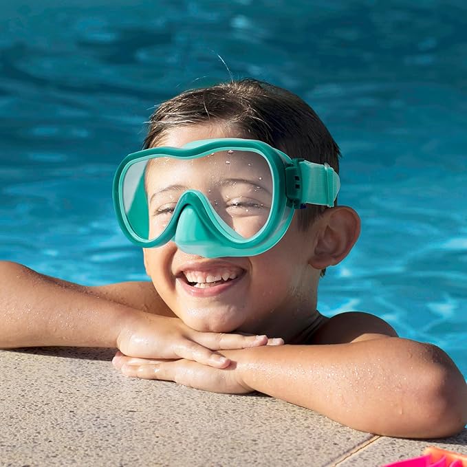 Kids Swim Goggles with Nose Cover, Anti-Leak Swim Mask with Elastic Fabric Strap, UV Protection Swimming Goggles for Kids-StrideForce Fitness