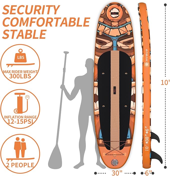 Inflatable Stand Up Paddle Board, 10'x30''x6'' Ultra-Light Paddleboards for All Skill Levels with SUP Accessories, Paddle, Fins, Leash, SUP Pump, Backpack-StrideForce Fitness