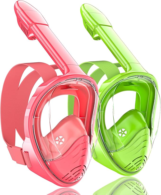 QingSong Kids Snorkel Mask Full Face, Snorkeling Set with Camera Mount, Foldable 180 Degree Panoramic View Snorkeling Gear Anti-Fog Anti-Leak-StrideForce Fitness