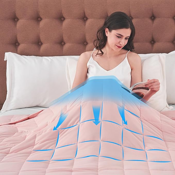 yescool King Size Weighted Blanket for Adults (20 lbs, 80” x 87”, Pink) Cooling Heavy Blanket for Sleeping Perfect for 190-210 lbs, Breathable Blanket for Adults & Couple All Season, Machine Washable-StrideForce Fitness