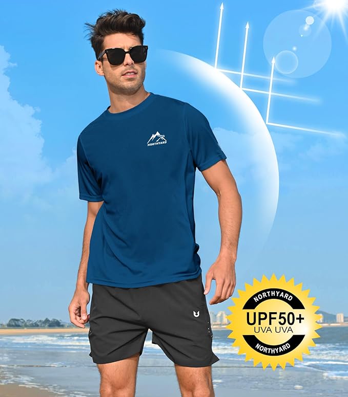 NORTHYARD Men's UPF 50+ Sun Protection Shirts Swim SPF UV Quick Dry Short Sleeve T-Shirts for Athletic Fishing Rash Guard-StrideForce Fitness